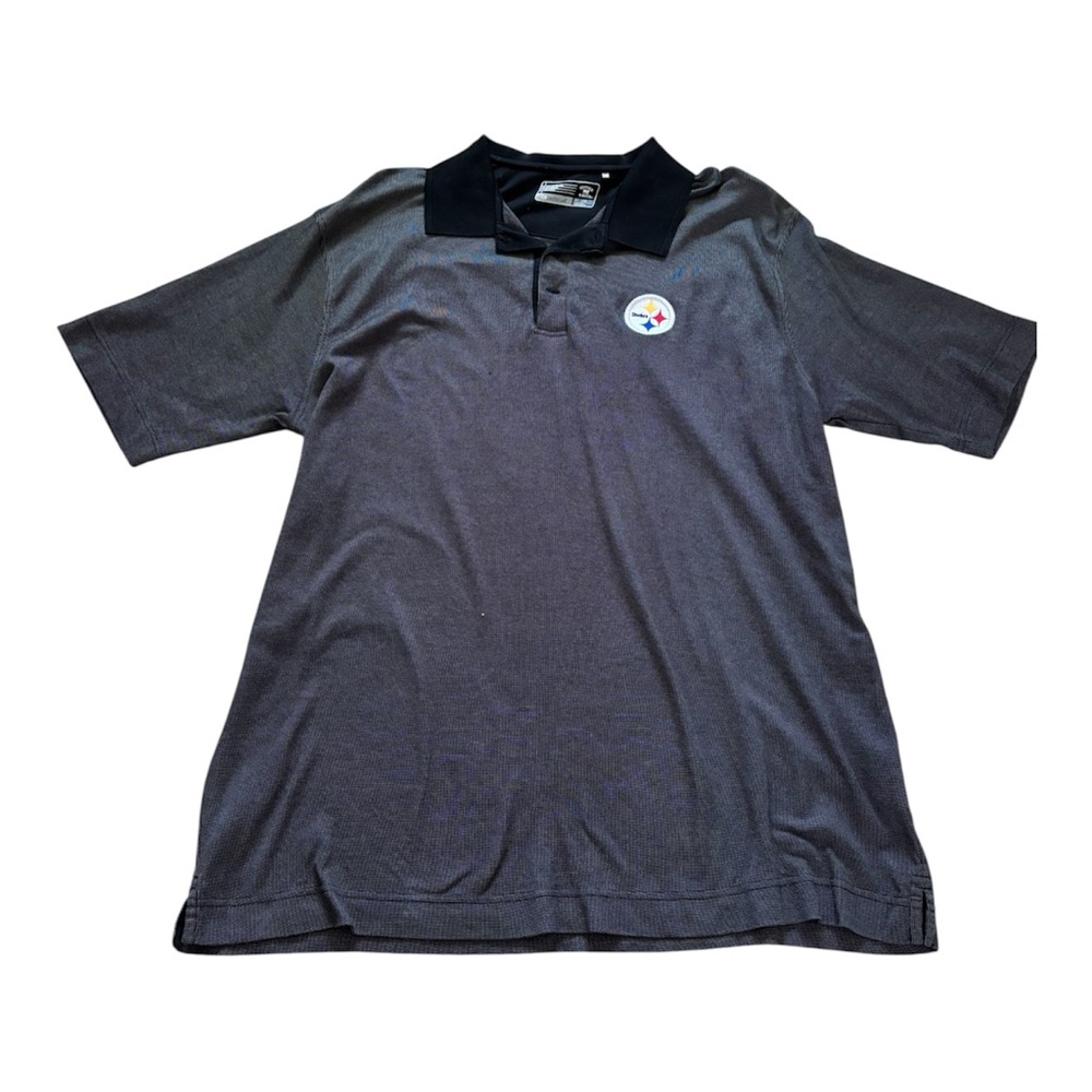 Cutter & Buck Pittsburgh Steelers Men's Charcoal Polo with Black Collar